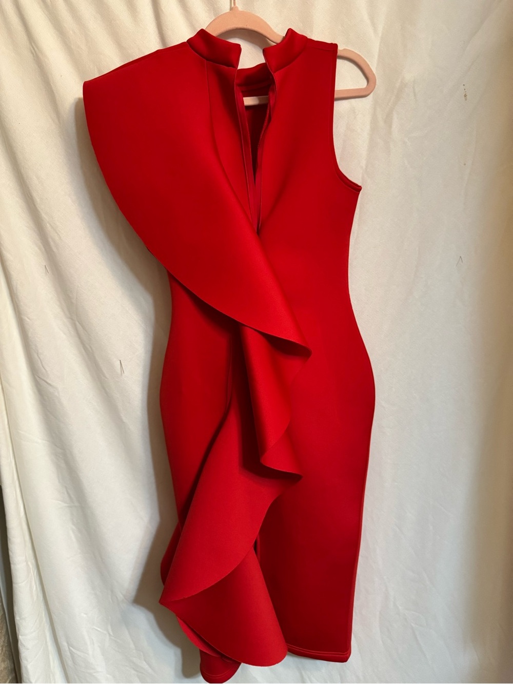 Red Ruffle Bodycon Dress - Women